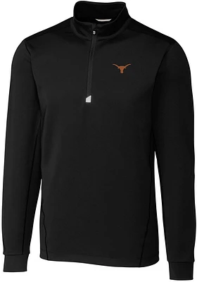 Cutter and Buck Texas Longhorns Mens Black Traverse Stretch Big Tall Qtr Zip