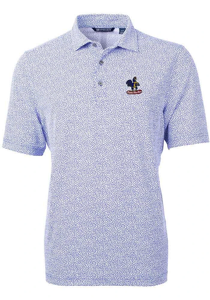 Cutter and Buck Delaware Fightin' Blue Hens Mens Virtue Eco Pique Botanical Short Sleeve Po..
