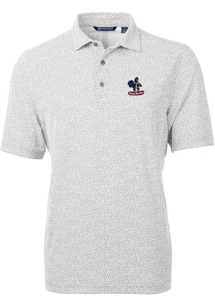 Cutter and Buck Delaware Fightin' Blue Hens Mens Grey Virtue Eco Pique Botanical Short Sleeve Polo