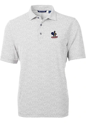 Cutter and Buck Delaware Fightin' Blue Hens Mens Grey Virtue Eco Pique Botanical Short Sleeve Polo