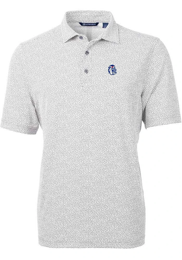 Cutter and Buck Fresno State Bulldogs Mens Grey Vault Virtue Eco Pique Botanical Short Sleeve Polo