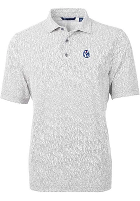 Cutter and Buck Fresno State Bulldogs Mens Grey Vault Virtue Eco Pique Botanical Short Sleeve Polo