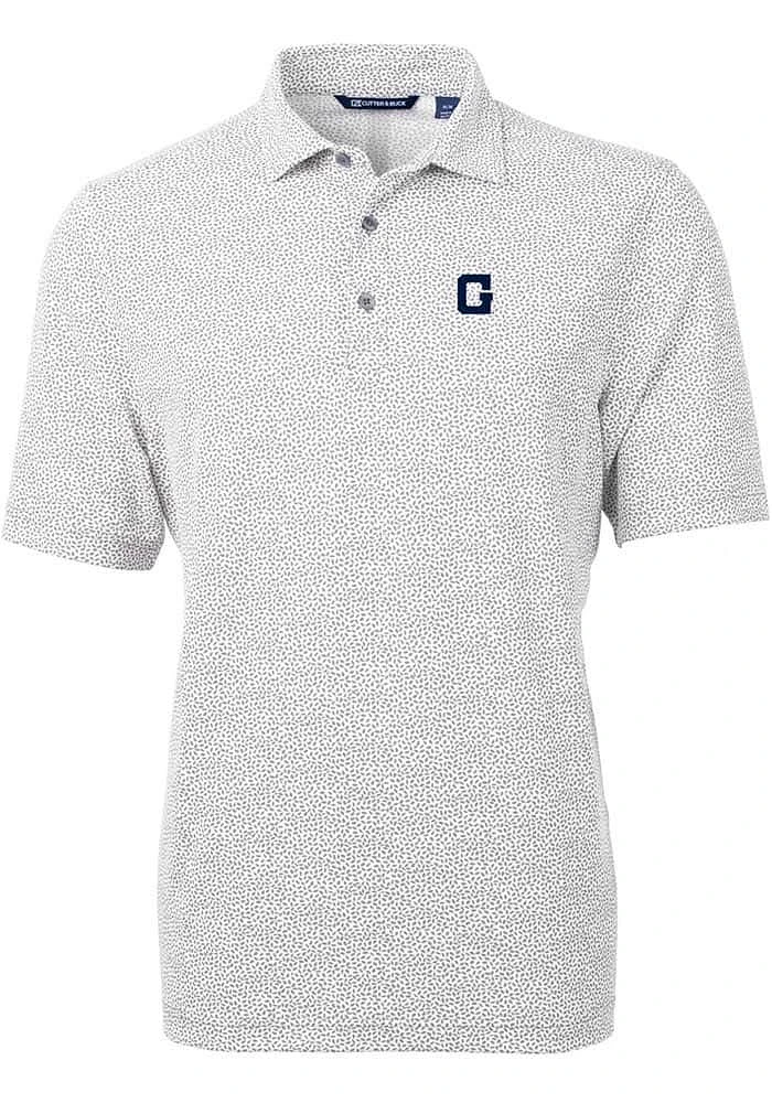 Cutter and Buck Georgetown Hoyas Mens Grey Vault Virtue Eco Pique Botanical Short Sleeve Polo