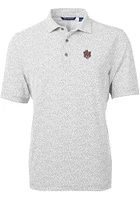 Cutter and Buck LSU Tigers Mens Grey Vault Virtue Eco Pique Botanical Short Sleeve Polo