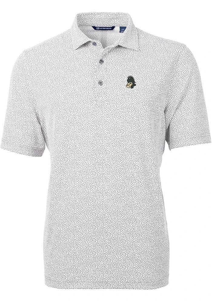 Cutter and Buck Michigan State Spartans Mens Grey Vault Virtue Eco Pique Botanical Short Sleeve Po..