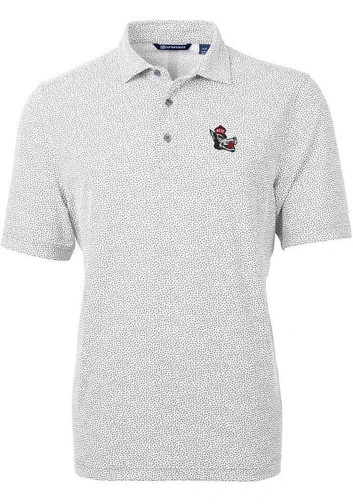 Cutter and Buck NC State Wolfpack Mens Vault Virtue Eco Pique Botanical Short Sleeve Polo