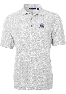 Cutter and Buck Northwestern Wildcats Mens Grey Vault Virtue Eco Pique Botanical Short Sleeve Polo