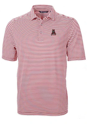 Cutter and Buck Alabama Crimson Tide Mens Cardinal Vault Virtue Eco Pique Stripe Short Sleeve Po..