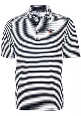 Cutter and Buck Auburn Tigers Mens Navy Blue Vault Virtue Eco Pique Stripe Short Sleeve Polo