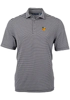 Cutter and Buck Baylor Bears Mens Black Vault Virtue Eco Pique Stripe Short Sleeve Polo