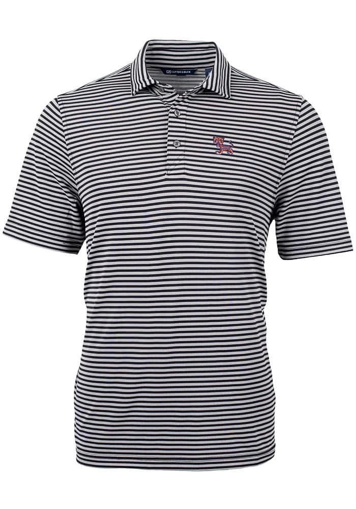 Cutter and Buck Clemson Tigers Mens Black Vault Virtue Eco Pique Stripe Short Sleeve Polo