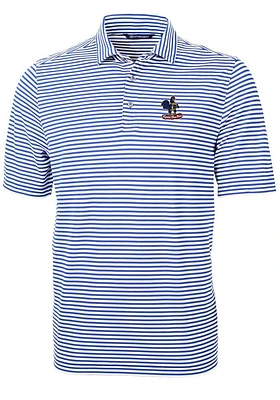 Cutter and Buck Delaware Fightin' Blue Hens Mens Virtue Eco Pique Stripe Short Sleeve Polo