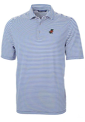 Cutter and Buck Florida Gators Mens Blue Vault Virtue Eco Pique Stripe Short Sleeve Polo