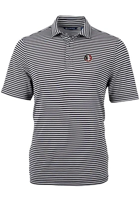 Cutter and Buck Florida State Seminoles Mens Black Vault Virtue Eco Pique Stripe Short Sleeve Po..