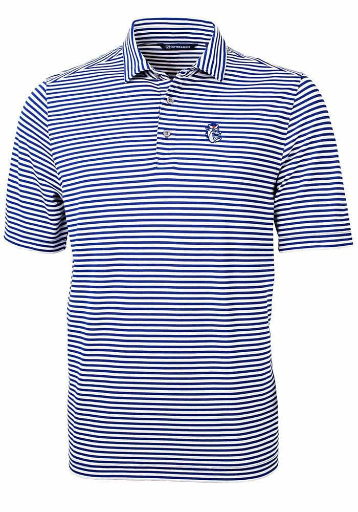 Cutter and Buck Fresno State Bulldogs Mens Virtue Eco Pique Stripe Short Sleeve Polo