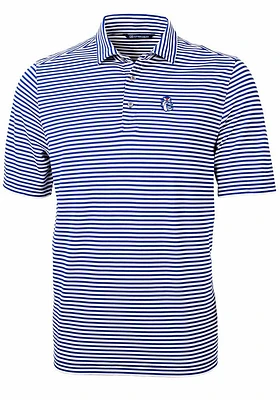 Cutter and Buck Fresno State Bulldogs Mens Virtue Eco Pique Stripe Short Sleeve Polo