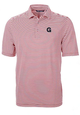 Cutter and Buck Gonzaga Bulldogs Mens Cardinal Virtue Eco Pique Stripe Short Sleeve Polo