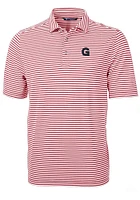 Cutter and Buck Gonzaga Bulldogs Mens Cardinal Virtue Eco Pique Stripe Short Sleeve Polo