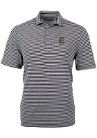Cutter and Buck Grambling State Tigers Mens Black Vault Virtue Eco Pique Stripe Short Sleeve Pol..