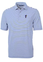 Cutter and Buck Kansas Jayhawks Mens Vault Virtue Eco Pique Stripe Short Sleeve Polo