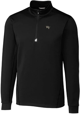 Cutter and Buck Wake Forest Demon Deacons Mens Black Traverse Stretch Big Tall Qtr Zip