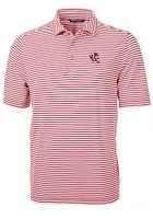 Cutter and Buck Louisville Cardinals Mens Cardinal Vault Virtue Eco Pique Stripe Short Sleeve Po..