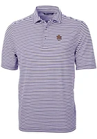 Cutter and Buck LSU Tigers Mens Vault Virtue Eco Pique Stripe Short Sleeve Polo