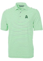 Cutter and Buck Marshall Thundering Herd Mens Green Virtue Eco Pique Stripe Design Short Sleeve ..