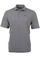 Cutter and Buck Mississippi State Bulldogs Mens Black Vault Virtue Eco Pique Stripe Short Sleeve P..