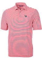 Cutter and Buck Ole Miss Rebels Mens Red Vault Virtue Eco Pique Stripe Short Sleeve Polo