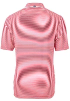 Cutter and Buck Ole Miss Rebels Mens Red Vault Virtue Eco Pique Stripe Short Sleeve Polo