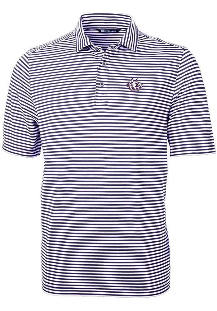 Cutter and Buck TCU Horned Frogs Mens Vault Virtue Eco Pique Stripe Short Sleeve Polo