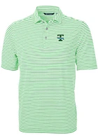 Cutter and Buck Tulane Green Wave Mens Kelly Virtue Eco Pique Stripe Short Sleeve Polo
