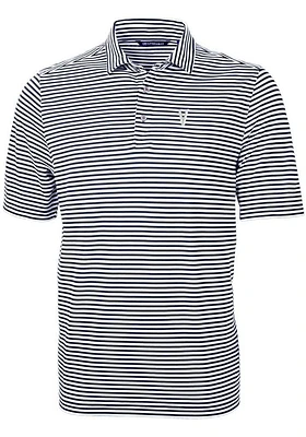Cutter and Buck Villanova Wildcats Mens Navy Blue Virtue Eco Pique Stripe Short Sleeve Polo