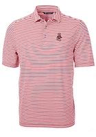Cutter and Buck Washington State Cougars Mens Cardinal Vault Virtue Eco Pique Stripe Short Sleev..