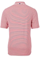 Cutter and Buck Washington State Cougars Mens Cardinal Vault Virtue Eco Pique Stripe Short Sleev..