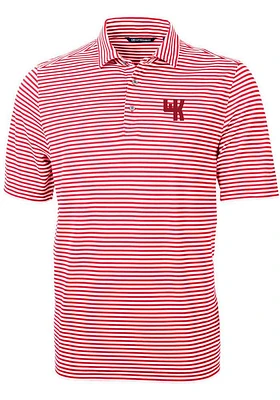 Cutter and Buck Western Kentucky Hilltoppers Mens Red Virtue Eco Pique Stripe Short Sleeve Polo