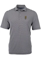 Cutter and Buck Wichita State Shockers Mens Black Vault Virtue Eco Pique Stripe Short Sleeve Pol..