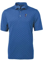 Cutter and Buck Kansas Jayhawks Mens Blue Virtue Eco Pique Tile Short Sleeve Polo