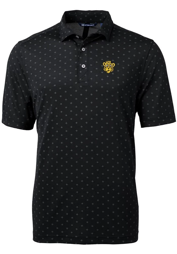 Cutter and Buck Missouri Tigers Mens Black Vault Virtue Eco Pique Tile Short Sleeve Polo