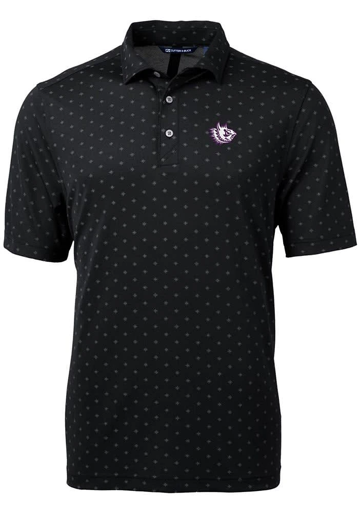 Cutter and Buck TCU Horned Frogs Mens Black Vault Virtue Eco Pique Tile Short Sleeve Polo