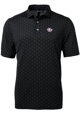 Cutter and Buck TCU Horned Frogs Mens Black Vault Virtue Eco Pique Tile Short Sleeve Polo
