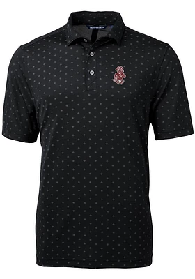 Cutter and Buck Washington State Cougars Mens Black Vault Virtue Eco Pique Tile Short Sleeve Pol..