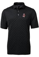 Cutter and Buck Washington State Cougars Mens Black Vault Virtue Eco Pique Tile Short Sleeve Pol..