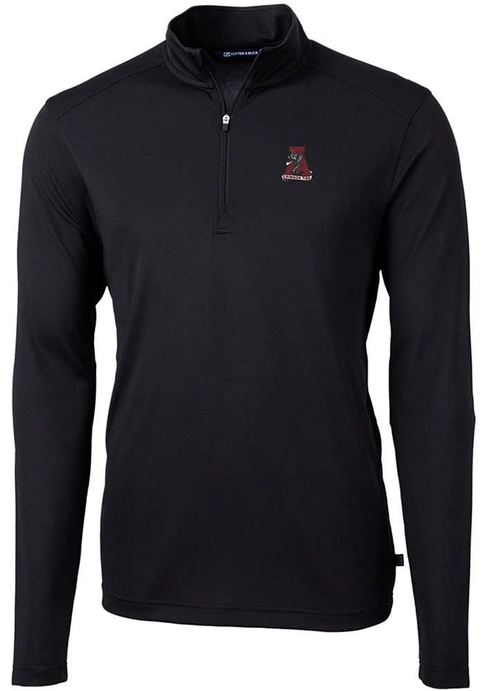 Cutter and Buck Alabama Crimson Tide Mens Vault Virtue Eco Pique Long Sleeve Qtr Zip Pullo