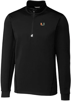 Cutter and Buck Miami Hurricanes Mens Traverse Stretch Big Tall Qtr Zip