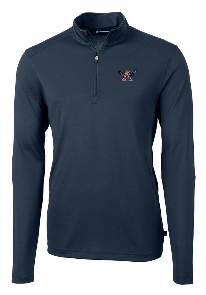 Cutter and Buck Auburn Tigers Mens Navy Blue Vault Virtue Eco Pique Long Sleeve Qtr Zip Pullover