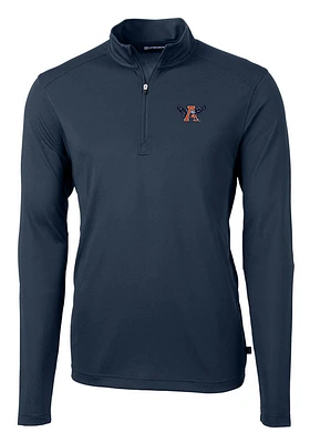 Cutter and Buck Auburn Tigers Mens Navy Blue Vault Virtue Eco Pique Long Sleeve Qtr Zip Pullover