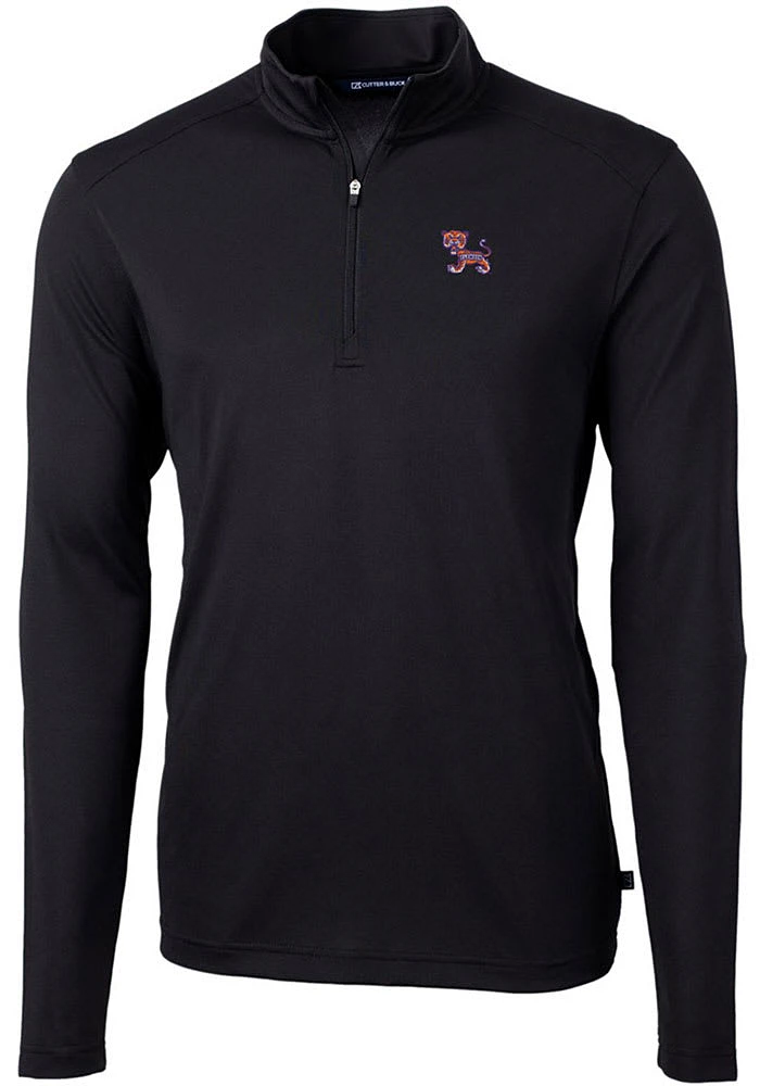 Cutter and Buck Clemson Tigers Mens Vault Virtue Eco Pique Long Sleeve Qtr Zip Pullover