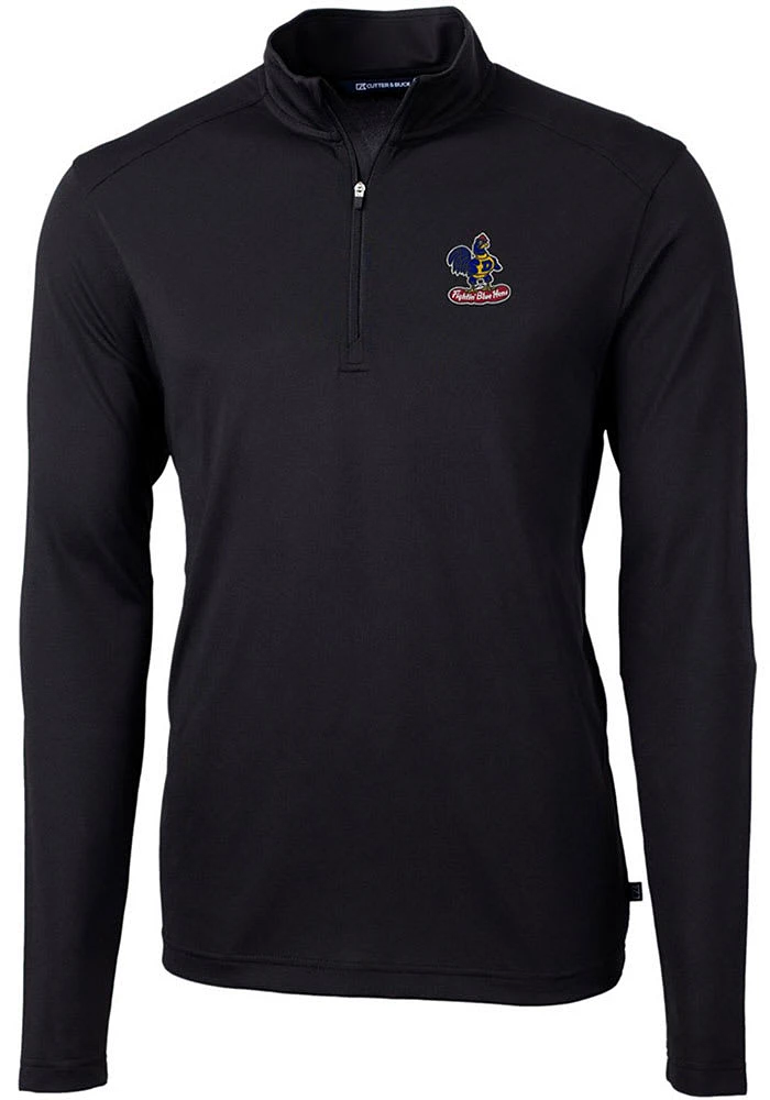 Cutter and Buck Delaware Fightin' Blue Hens Mens Virtue Eco Pique Long Sleeve Qtr Zip Pullov